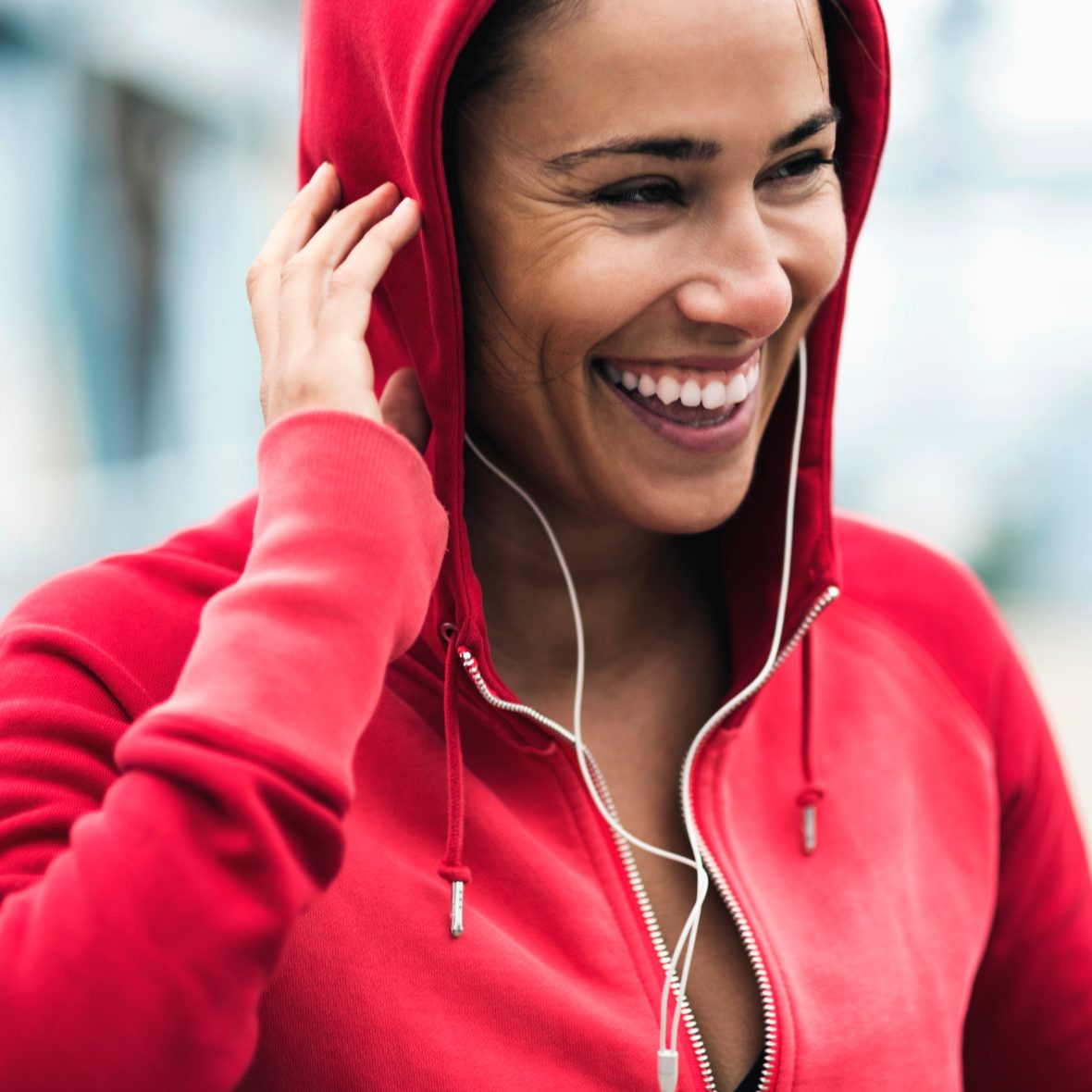 Smiling during workout